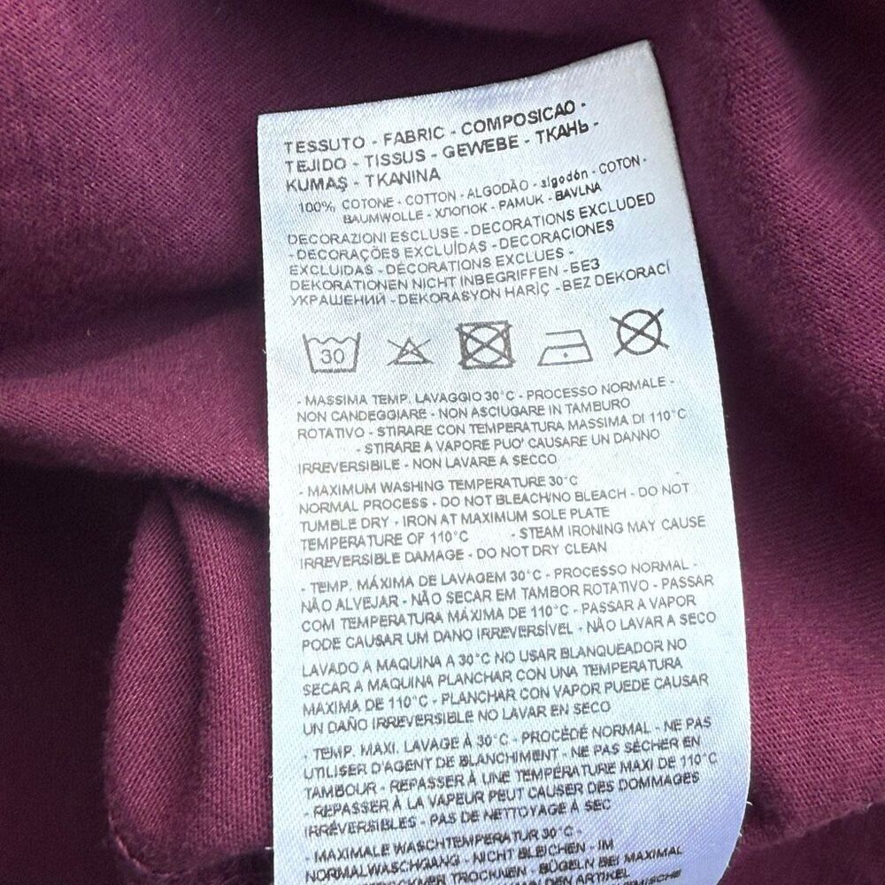 Armani Exchange Maroon Burgundy Short Sleeve Polo Shirt - US Big Kids XXL (18) - Picture 9 of 13